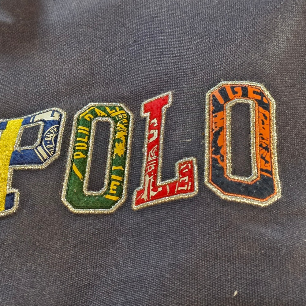 Ralph Lauren Fragrances Navy Blue Canvas Duffel Bag Polo Patchwork Travel Gym - Picture 9 of 14